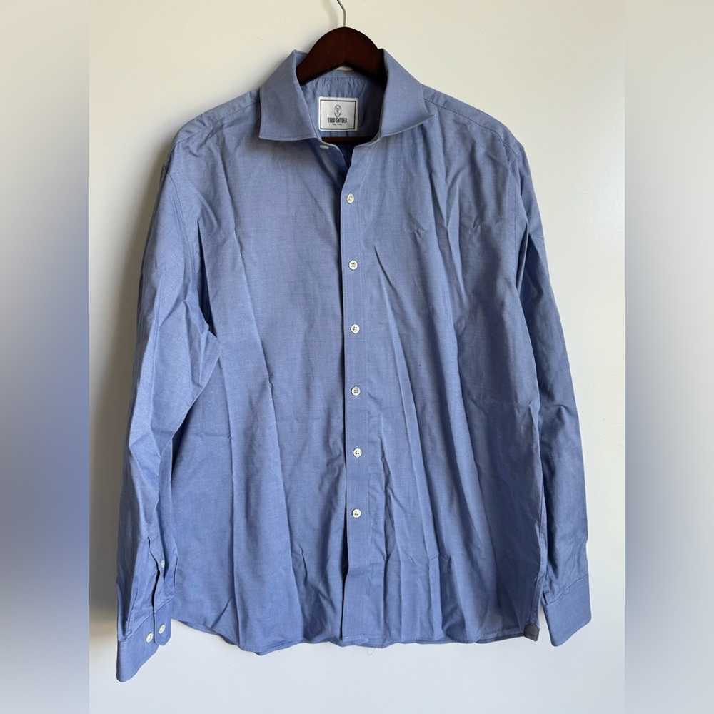 Todd Snyder Poplin Big Shirt Blue 2 ply cotton‎ button down Men 17 34/35 Large